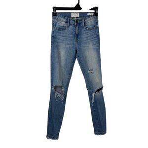 Frame Le High Skinny Blue Jeans Denim Casual Raw Hem Stretch Women's Sz 24